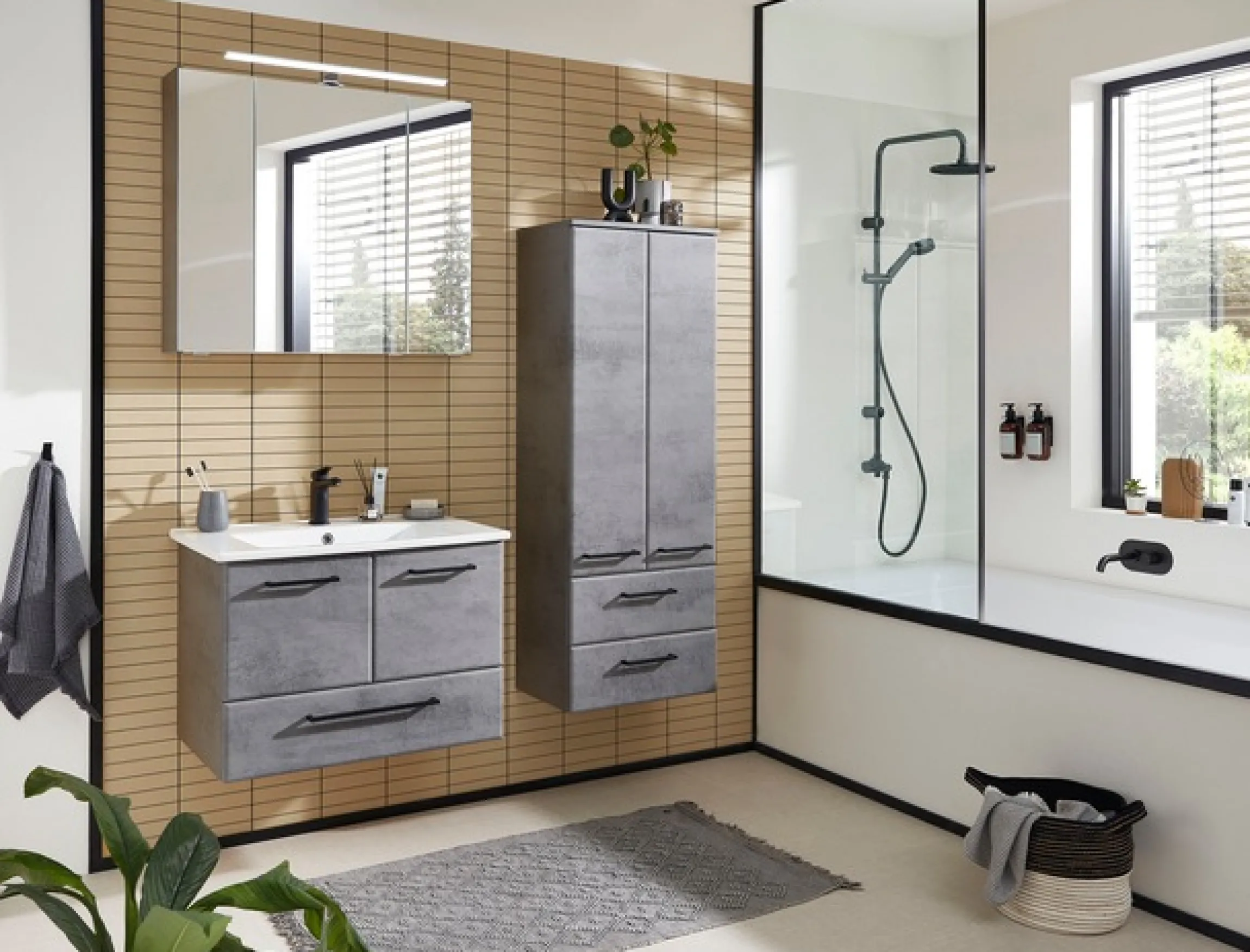 Saphir Badezimmerspiegelschrank »Quickset 945 Badschrank, 3 Spiegeltüren, 6 Einlegeböden, 80 cm breit« inkl. LED-Beleuchtung, Türdämpfer, Schalter-/Steckdosenkombination