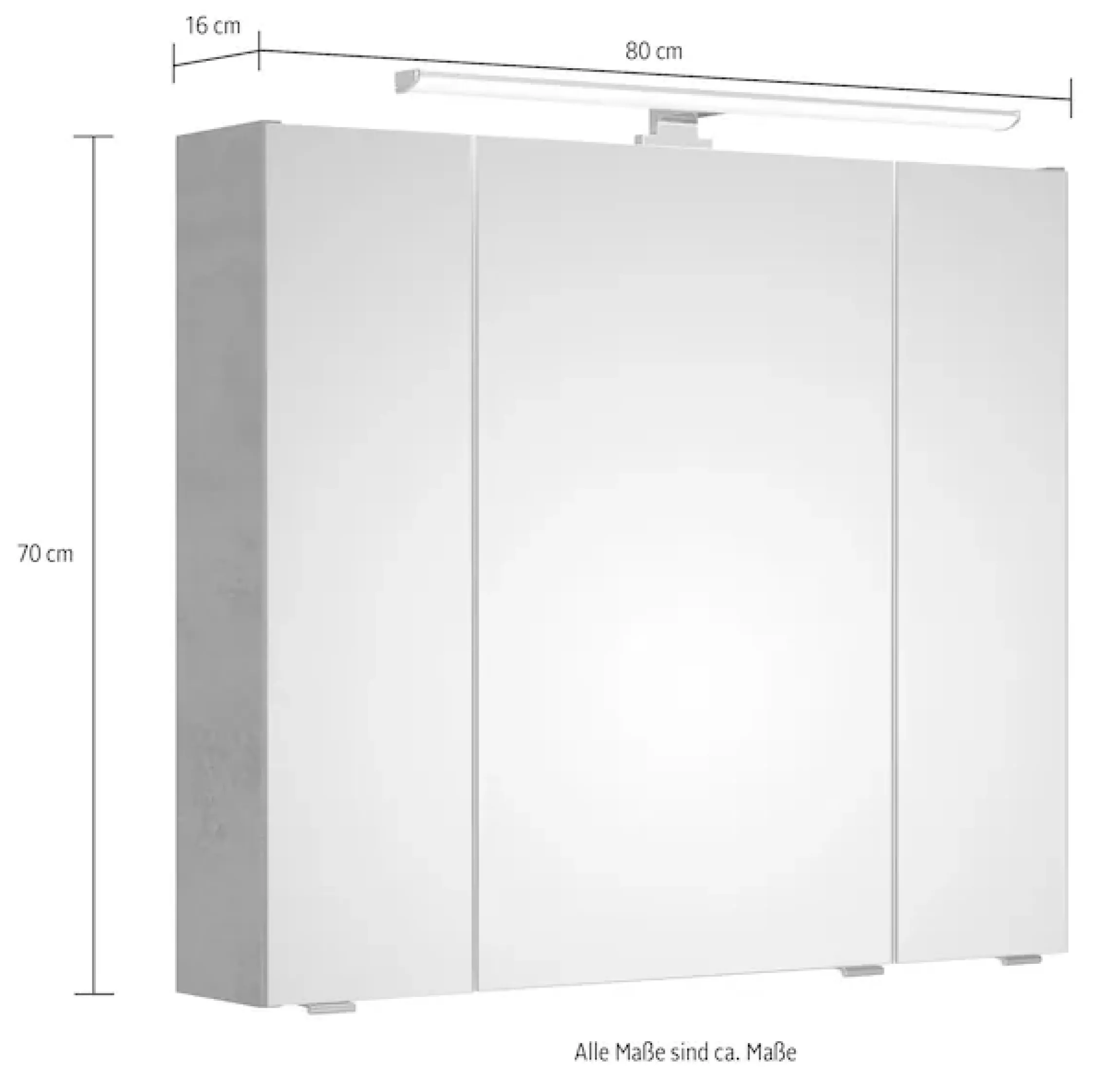 Saphir Badezimmerspiegelschrank »Quickset 945 Badschrank, 3 Spiegeltüren, 6 Einlegeböden, 80 cm breit« inkl. LED-Beleuchtung, Türdämpfer, Schalter-/Steckdosenkombination