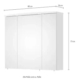 Saphir Badezimmerspiegelschrank »Spiegelschrank Serie 3006 inkl. LED-Aufsatzbeleuchtung, 3 Türen« Badschrank 80 cm breit, inkl. Steckdose und Türdämpfer