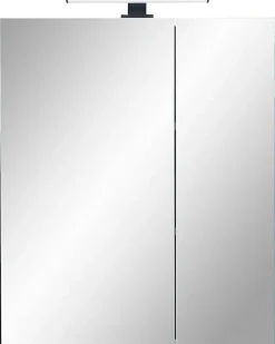 Saphir Badezimmerspiegelschrank »Quickset 395 Badschrank, 2 Spiegeltüren, 2 Einlegeböden, 60 cm breit« inkl. LED-Beleuchtung, Türdämpfer, Schalter-/Steckdosenkombination