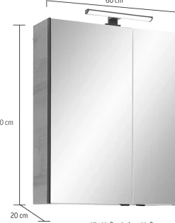 Saphir Badezimmerspiegelschrank »Quickset 395 Badschrank, 2 Spiegeltüren, 2 Einlegeböden, 60 cm breit« inkl. LED-Beleuchtung, Türdämpfer, Schalter-/Steckdosenkombination