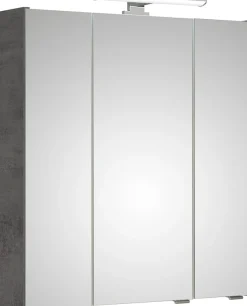 Saphir Badezimmerspiegelschrank »Quickset 945 Badschrank, 3 Spiegeltüren, 6 Einlegeböden, 65 cm breit« inkl. LED-Beleuchtung, Türdämpfer, Schalter-/Steckdosenkombination