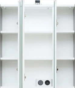Saphir Badezimmerspiegelschrank »Quickset 945 Badschrank, 3 Spiegeltüren, 6 Einlegeböden, 65 cm breit« inkl. LED-Beleuchtung, Türdämpfer, Schalter-/Steckdosenkombination