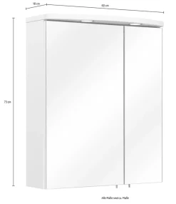Saphir Badezimmerspiegelschrank »Spiegelschrank Serie 3006 inkl. LED-Beleuchtung, 2 Türen« Badschrank 60 cm breit, inkl. Steckdose und Türdämpfer