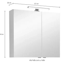Saphir Badezimmerspiegelschrank »Quickset 500, 2 Türen, 67cm breit, LED-Aufsatzleuchte« inkl. Schalter und Steckdose