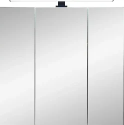 Saphir Badezimmerspiegelschrank »Quickset 395 Badschrank, 3 Spiegeltüren, 6 Einlegeböden, 75 cm breit« inkl. LED-Beleuchtung, Türdämpfer, Schalter-/Steckdosenkombination