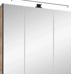 Saphir Badezimmerspiegelschrank »Quickset 395 Badschrank, 3 Spiegeltüren, 6 Einlegeböden, 75 cm breit« inkl. LED-Beleuchtung, Türdämpfer, Schalter-/Steckdosenkombination