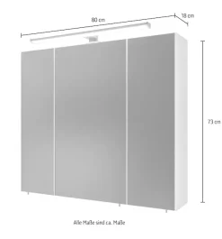 Saphir Badezimmerspiegelschrank »Spiegelschrank Serie 3006 inkl. LED-Beleuchtung, 3 Türen« Badschrank 80 cm breit, inkl. Steckdose und Türdämpfer