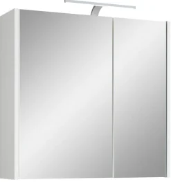 Saphir Badezimmerspiegelschrank »Spiegelschrank Quickset 100, 2 Türen, 67,2cm breit, LED-Aufsatzleuchte« inkl. Schalter und Steckdose