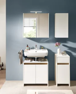 Saphir Badezimmerspiegelschrank »Spiegelschrank Quickset 100, 2 Türen, 67,2cm breit, LED-Aufsatzleuchte« inkl. Schalter und Steckdose
