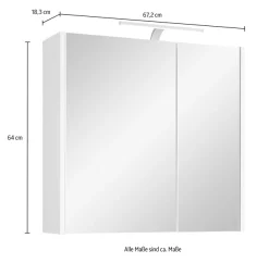 Saphir Badezimmerspiegelschrank »Spiegelschrank Quickset 100, 2 Türen, 67,2cm breit, LED-Aufsatzleuchte« inkl. Schalter und Steckdose