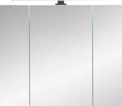 Saphir Badezimmerspiegelschrank »Quickset 500, 3 Türen, 80cm breit, LED-Aufsatzleuchte« inkl. Schalter und Steckdose