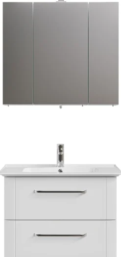 Saphir Badmöbel-Set »Badmöbel-Set 2-teilig Keramik-Waschtisch mit LED-Spiegelschrank« 3 Stk. tlg.