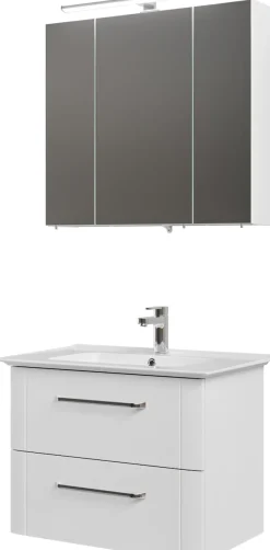Saphir Badmöbel-Set »Badmöbel-Set 2-teilig Keramik-Waschtisch mit LED-Spiegelschrank« 3 Stk. tlg.