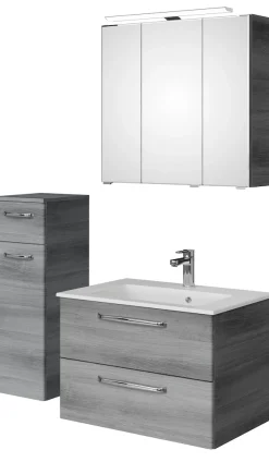 Saphir Badmöbel-Set »Badmöbel-Set Trentino 3-tlg Mineralmarmorwaschtisch LED-Spiegelschrank« 4 Stk. tlg.