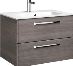 Saphir Badmöbel-Set »Badmöbel-Set Trentino 3-tlg Mineralmarmorwaschtisch LED-Spiegelschrank« 4 Stk. tlg.
