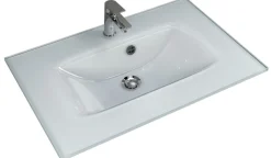 Saphir Badmöbel-Set »Badmöbel-Set Trentino 4-teilig Glas-Waschtisch mit LED-Spiegelschrank« 5 Stk. tlg.