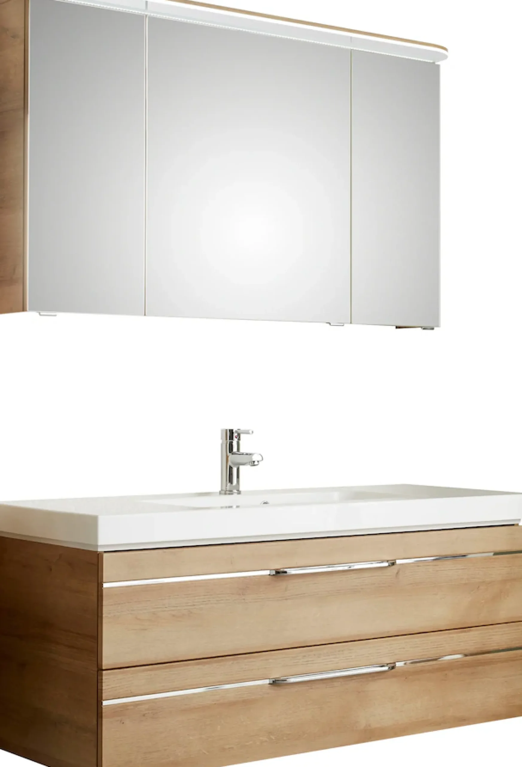 Saphir Badmöbel-Set »Balto Sprint 2-teilig, Mineralmarmor-Waschtisch mit LED-Spiegelschrank« 2 Stk. tlg.