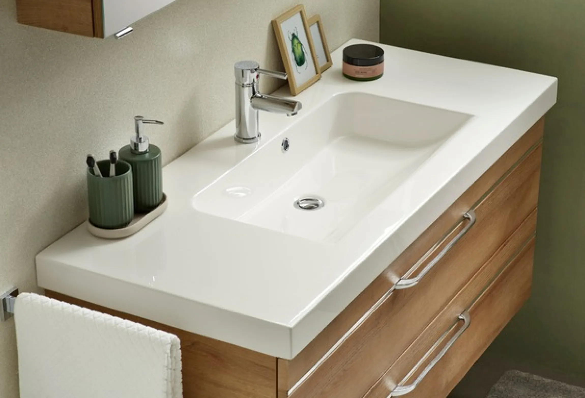 Saphir Badmöbel-Set »Balto Sprint 2-teilig, Mineralmarmor-Waschtisch mit LED-Spiegelschrank« 2 Stk. tlg.