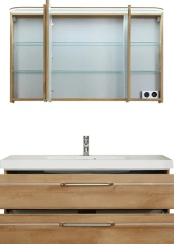 Saphir Badmöbel-Set »Balto Sprint 2-teilig, Mineralmarmor-Waschtisch mit LED-Spiegelschrank« 2 Stk. tlg.