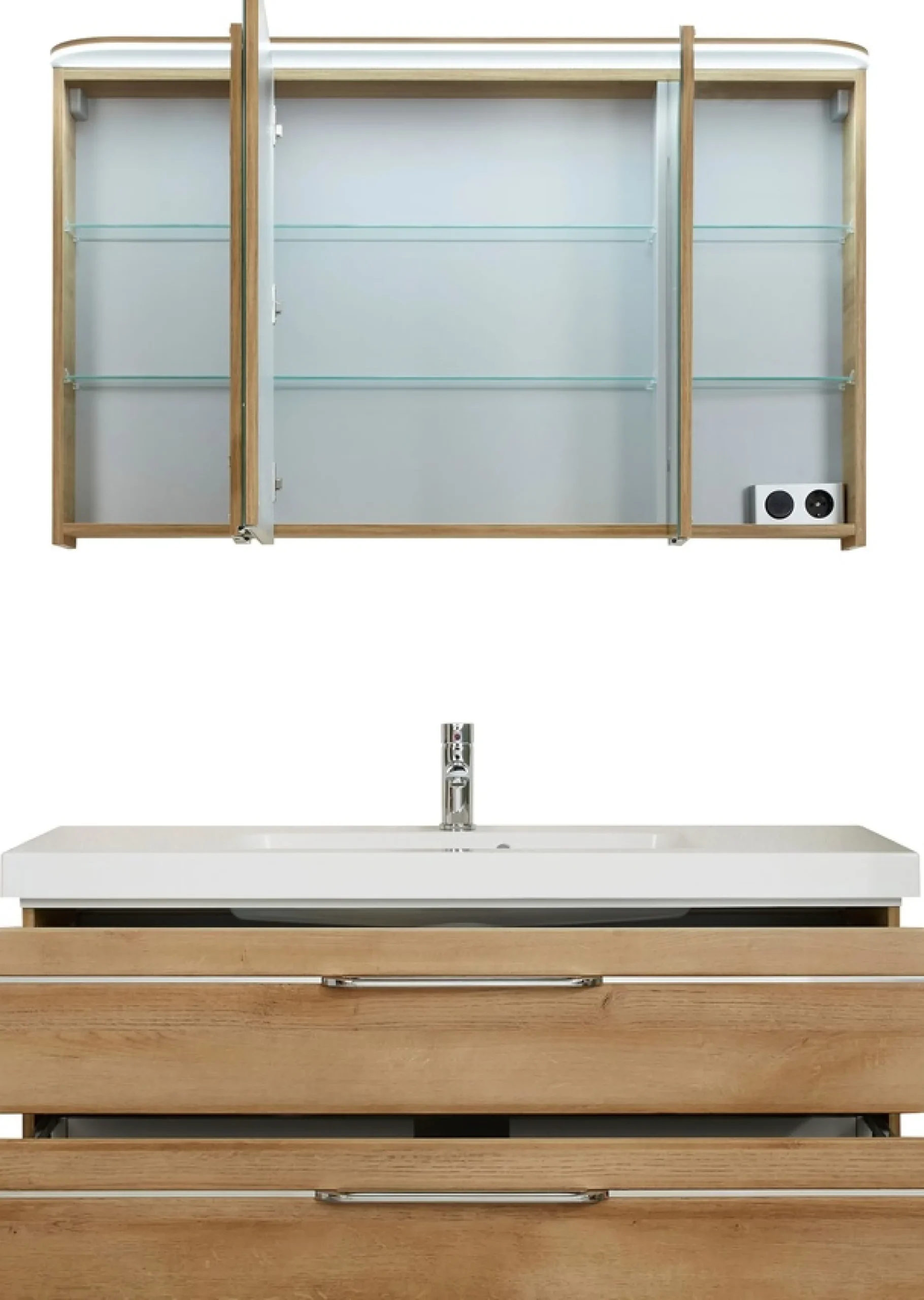 Saphir Badmöbel-Set »Balto Sprint 2-teilig, Mineralmarmor-Waschtisch mit LED-Spiegelschrank« 2 Stk. tlg.
