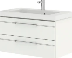 Saphir Badmöbel-Set »Balto Sprint 3-teilig, Mineralmarmor-Waschtisch mit LED-Spiegelschrank« 4 Stk. tlg.