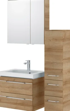 Saphir Badmöbel-Set »Balto Sprint 3-teilig, Mineralmarmor-Waschtisch mit LED-Spiegelschrank« 4 Stk. tlg.