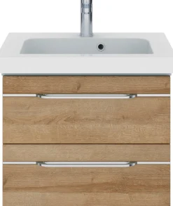 Saphir Badmöbel-Set »Balto Sprint 3-teilig, Mineralmarmor-Waschtisch mit LED-Spiegelschrank« 4 Stk. tlg.