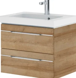 Saphir Badmöbel-Set »Balto Sprint 3-teilig, Mineralmarmor-Waschtisch mit LED-Spiegelschrank« 4 Stk. tlg.