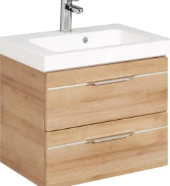Saphir Badmöbel-Set »Balto Sprint 3-teilig, Mineralmarmor-Waschtisch mit LED-Spiegelschrank« 4 Stk. tlg.