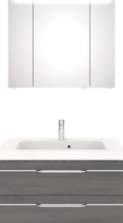 Saphir Badmöbel-Set »Balto Sprint 2-teilig, Mineralmarmor-Waschtisch mit LED-Spiegelschrank« 2 Stk. tlg.