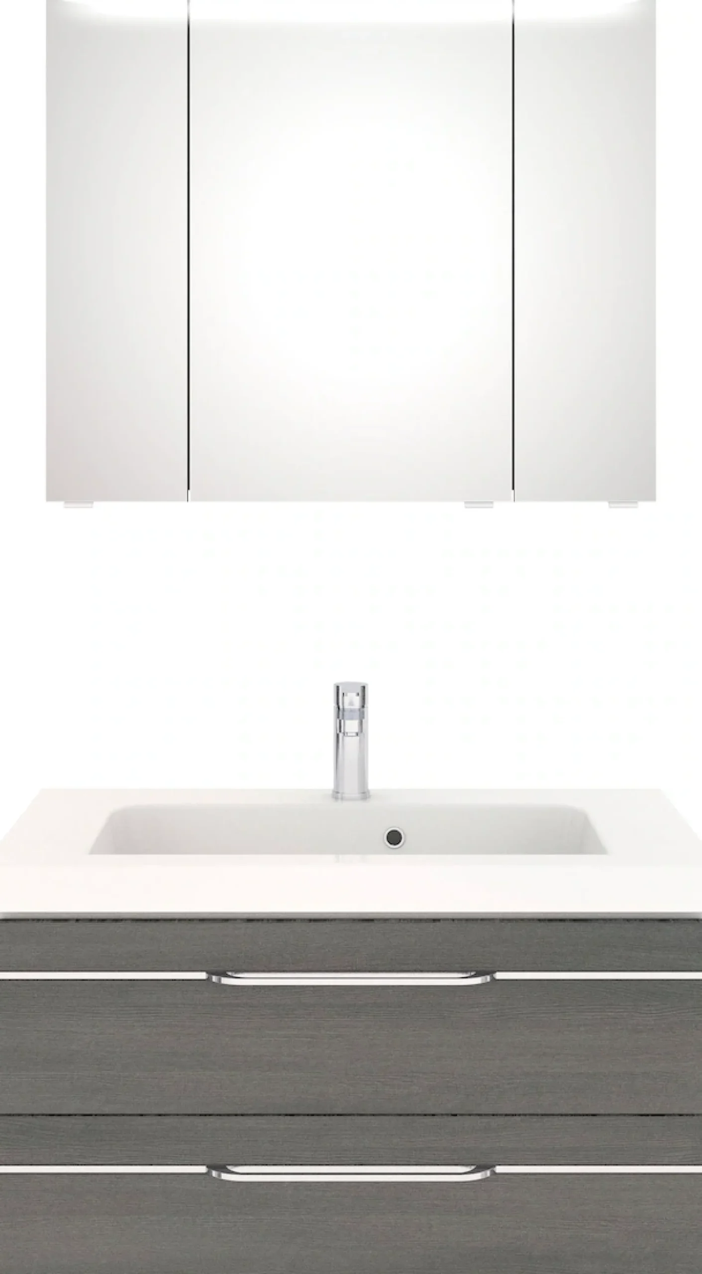 Saphir Badmöbel-Set »Balto Sprint 2-teilig, Mineralmarmor-Waschtisch mit LED-Spiegelschrank« 2 Stk. tlg.