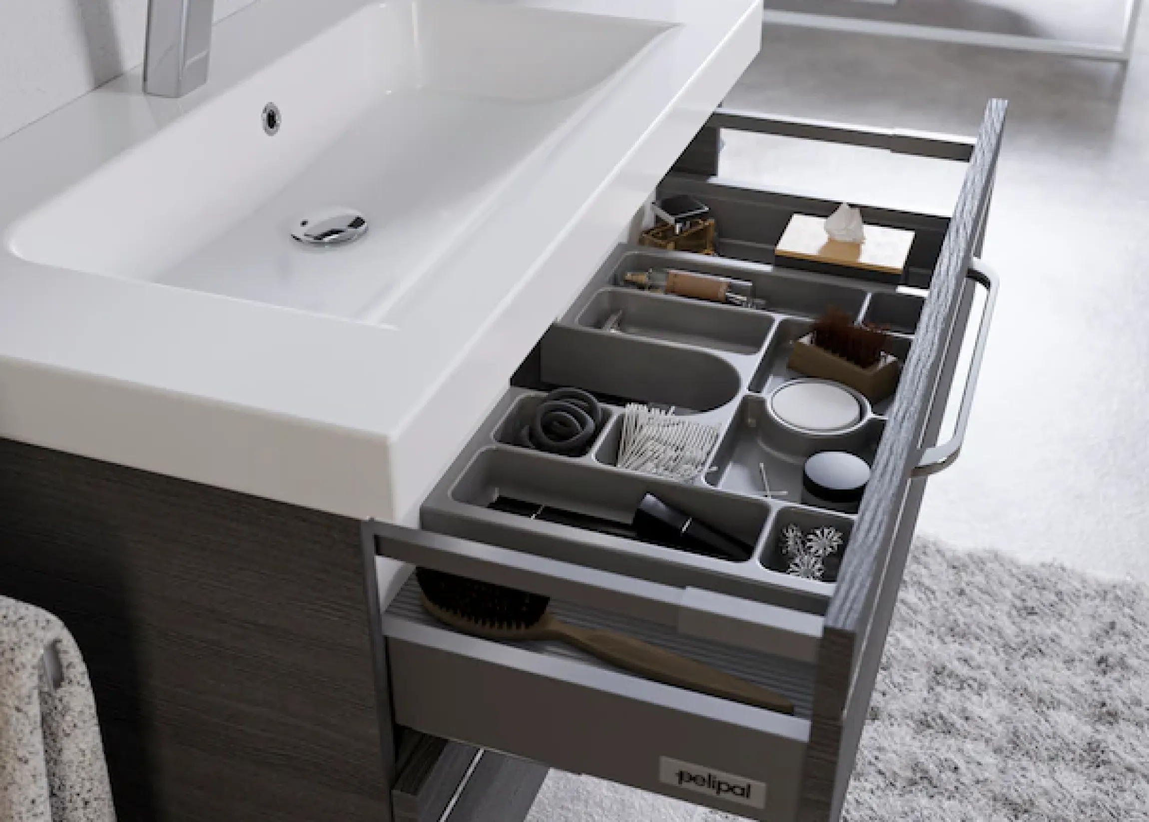 Saphir Badmöbel-Set »Balto Sprint 2-teilig, Mineralmarmor-Waschtisch mit LED-Spiegelschrank« 2 Stk. tlg.