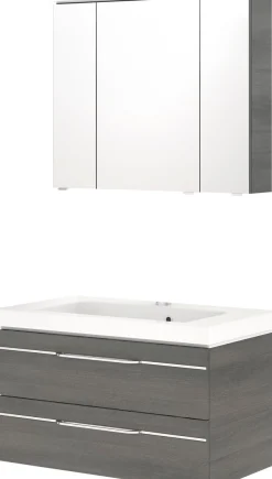Saphir Badmöbel-Set »Balto Sprint 2-teilig, Mineralmarmor-Waschtisch mit LED-Spiegelschrank« 2 Stk. tlg.