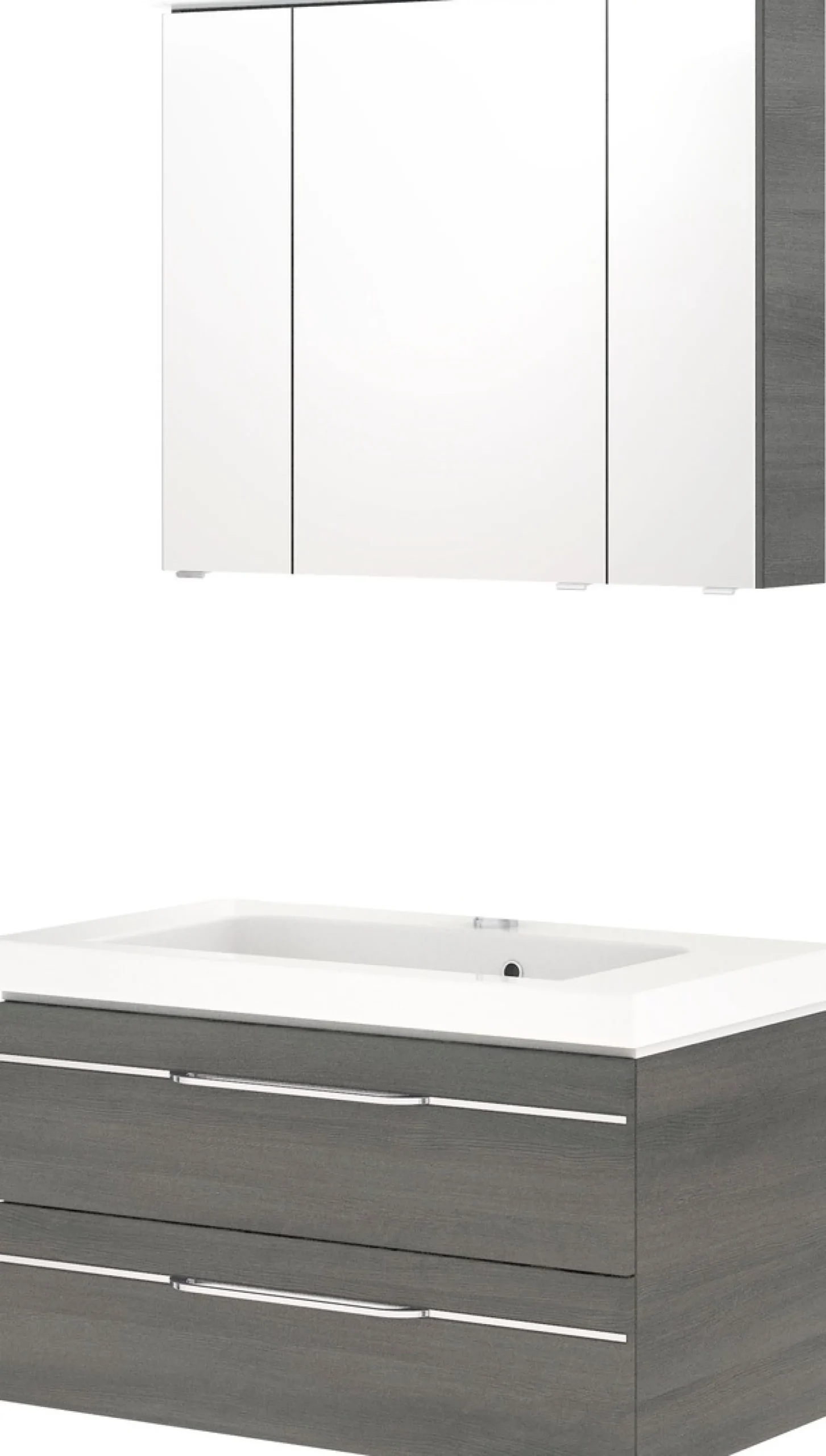 Saphir Badmöbel-Set »Balto Sprint 2-teilig, Mineralmarmor-Waschtisch mit LED-Spiegelschrank« 2 Stk. tlg.
