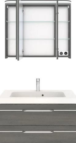 Saphir Badmöbel-Set »Balto Sprint 2-teilig, Mineralmarmor-Waschtisch mit LED-Spiegelschrank« 2 Stk. tlg.