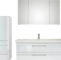 Saphir Badmöbel-Set »Balto Sprint 3-teilig, Mineralmarmor-Waschtisch mit LED-Spiegelschrank« 4 Stk. tlg.