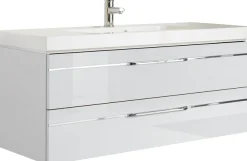 Saphir Badmöbel-Set »Balto Sprint 3-teilig, Mineralmarmor-Waschtisch mit LED-Spiegelschrank« 4 Stk. tlg.