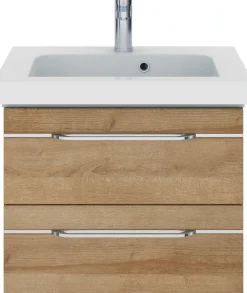 Saphir Badmöbel-Set »Balto Sprint 3-teilig, Mineralmarmor-Waschtisch mit LED-Spiegelschrank« 4 Stk. tlg.