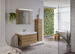 Saphir Badmöbel-Set »Balto Sprint 3-teilig, Mineralmarmor-Waschtisch mit LED-Spiegelschrank« 4 Stk. tlg.