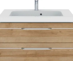 Saphir Badmöbel-Set »Balto Sprint 3-teilig, Mineralmarmor-Waschtisch mit LED-Spiegelschrank« 4 Stk. tlg.