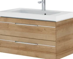 Saphir Badmöbel-Set »Balto Sprint 3-teilig, Mineralmarmor-Waschtisch mit LED-Spiegelschrank« 4 Stk. tlg.