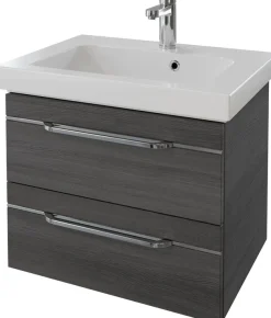 Saphir Badmöbel-Set »Balto 2-teilig Mineralmarmor-Waschtisch mit LED-Spiegel, Waschplatz« 2 Stk. tlg.