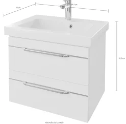 Saphir Badmöbel-Set »Balto 2-teilig Mineralmarmor-Waschtisch mit LED-Spiegel, Waschplatz« 2 Stk. tlg.