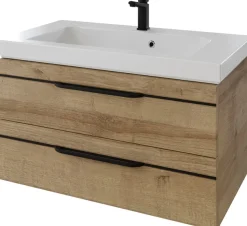 Saphir Badmöbel-Set »Balto 2-teilig Mineralmarmor-Waschtisch mit LED-Spiegel, Waschplatz« 2 Stk. tlg.