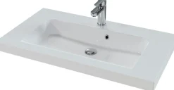 Saphir Badmöbel-Set »Balto 2-teilig Mineralmarmor-Waschtisch mit LED-Spiegel, Waschplatz« 2 Stk. tlg.