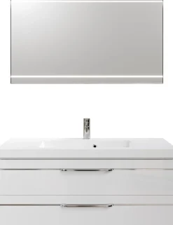 Saphir Badmöbel-Set »Balto 2-teilig Mineralmarmor-Waschtisch mit LED-Spiegel, 123 cm breit« 2 Stk. tlg.