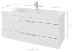 Saphir Badmöbel-Set »Balto 2-teilig Mineralmarmor-Waschtisch mit LED-Spiegel, 123 cm breit« 2 Stk. tlg.