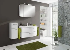 Saphir Badmöbel-Set »Cassca Sprint 3-teilig Mineralmarmor-Waschtisch mit LED-Spiegelschrank« 4 Stk. tlg.