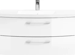 Saphir Badmöbel-Set »Cassca Sprint 3-teilig Mineralmarmor-Waschtisch mit LED-Spiegelschrank« 4 Stk. tlg.